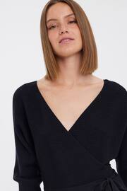 VERO MODA Black V-Neck Wrap Belted Knitted Dress - Image 4 of 5