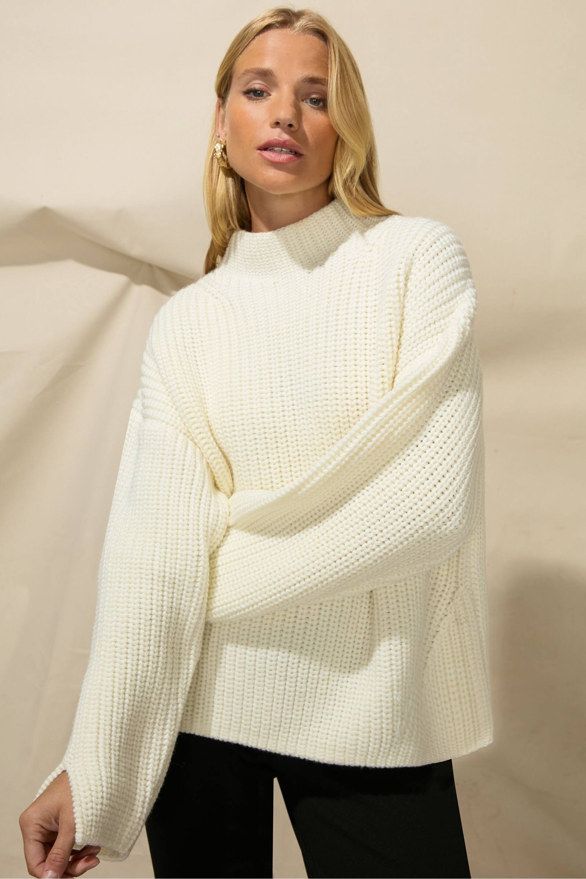 Ro&Zo Split Sleeve High Neck Jumper - Image 5 of 7