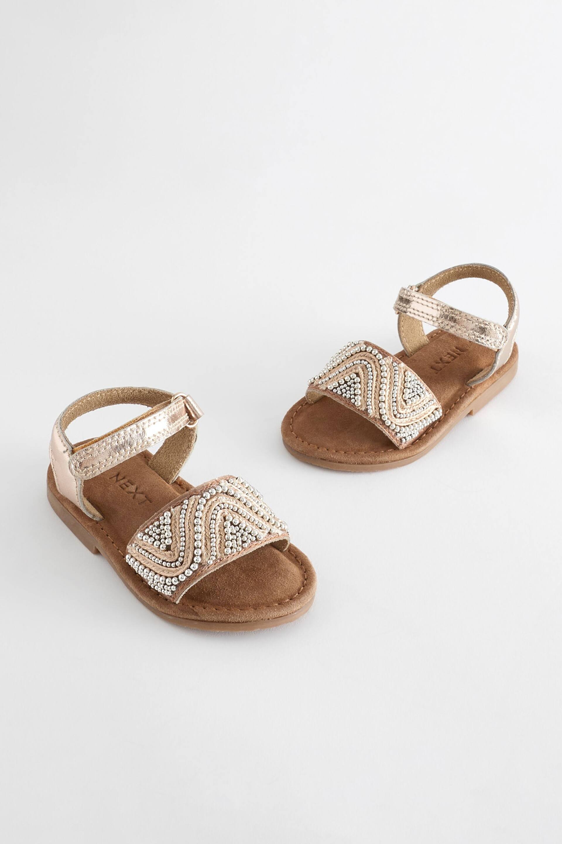 Rose Gold Beaded Occasion Sandals - Image 5 of 10