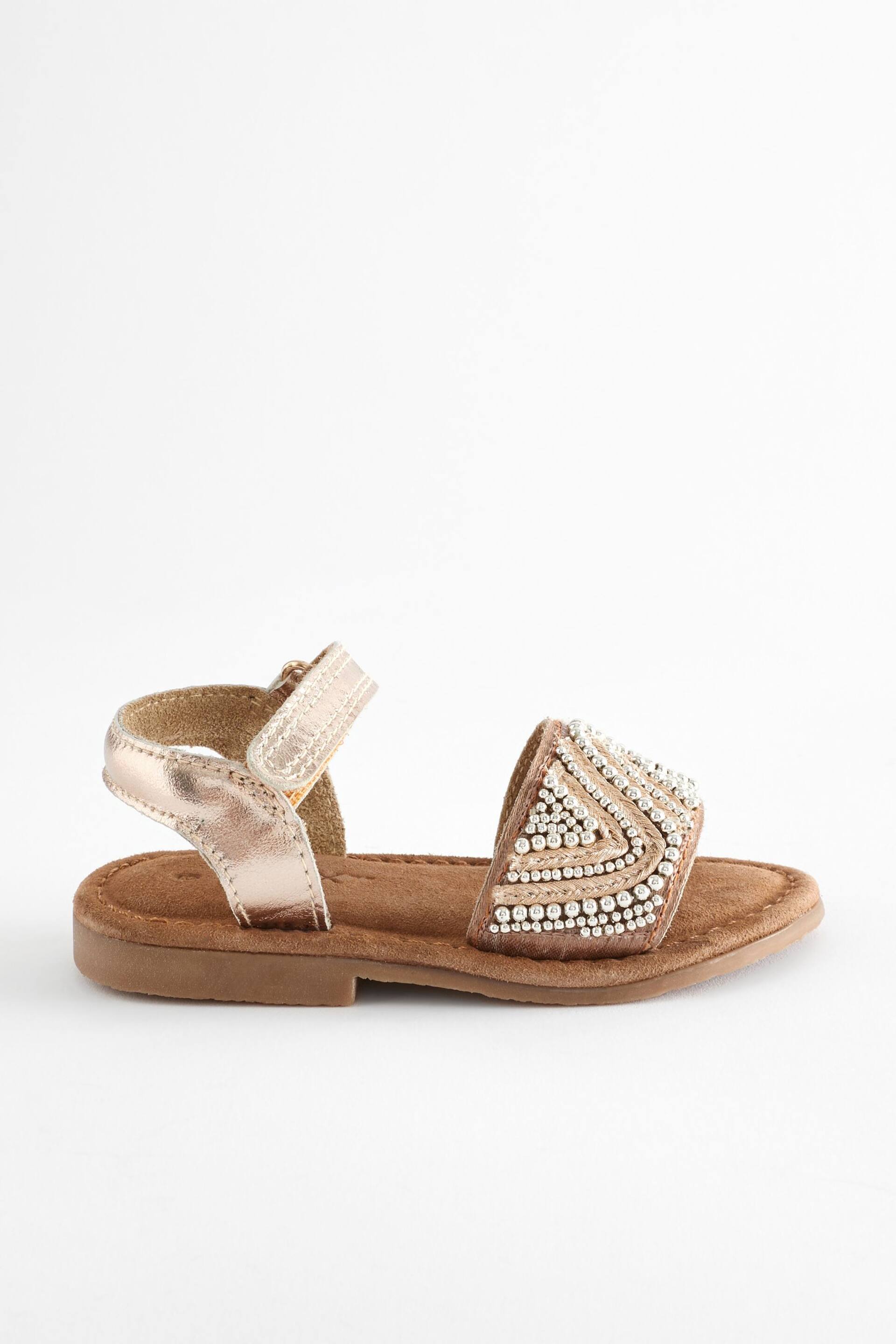 Rose Gold Beaded Occasion Sandals - Image 6 of 10
