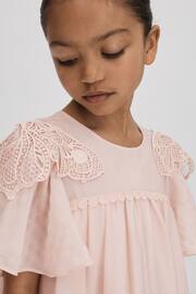Reiss Pink Leonie Senior Tiered Embroidered Dress - Image 4 of 6