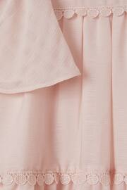 Reiss Pink Leonie Senior Tiered Embroidered Dress - Image 6 of 6