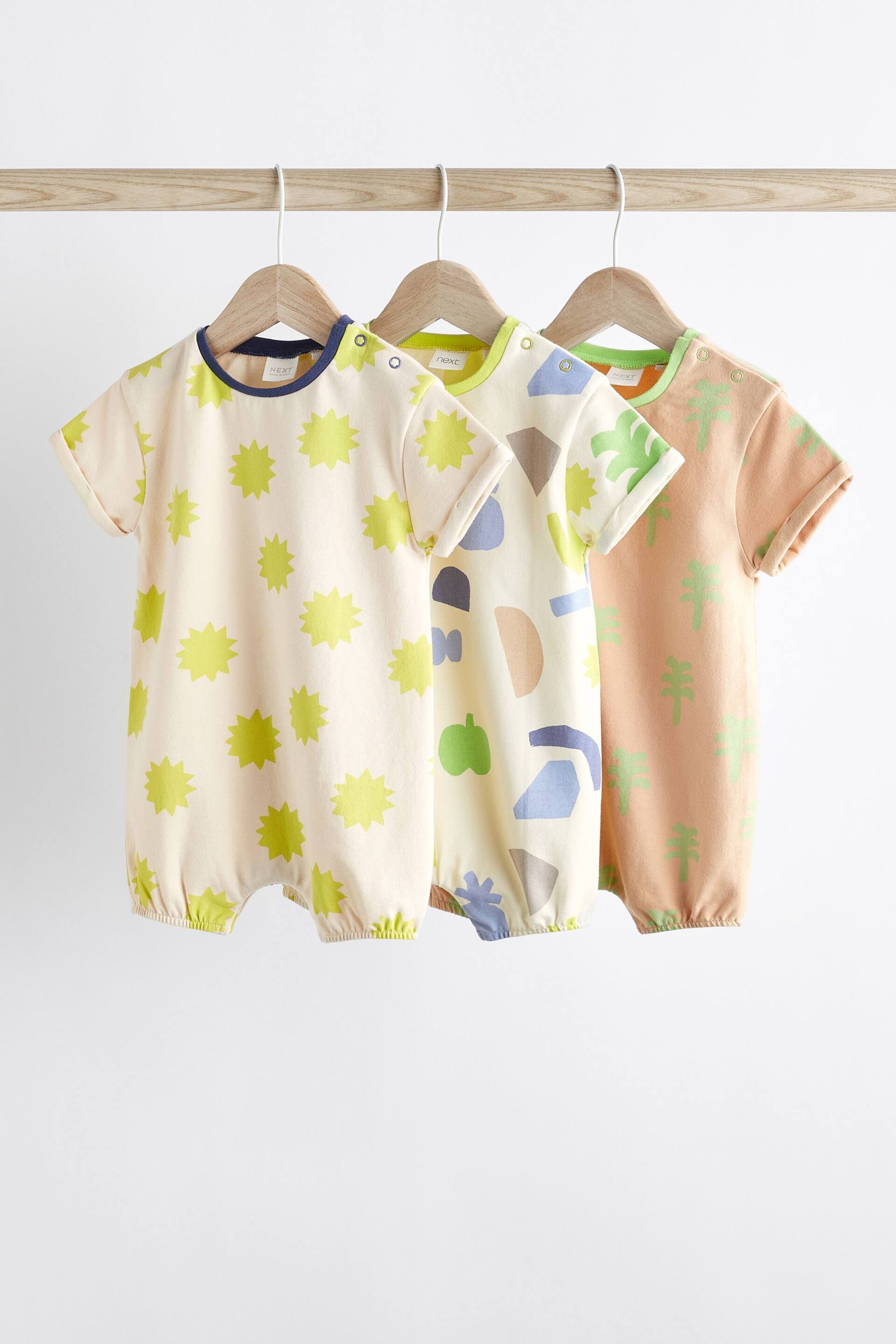 Bright Abstract Baby Jersey Rompers 3 Pack - Image 1 of 6