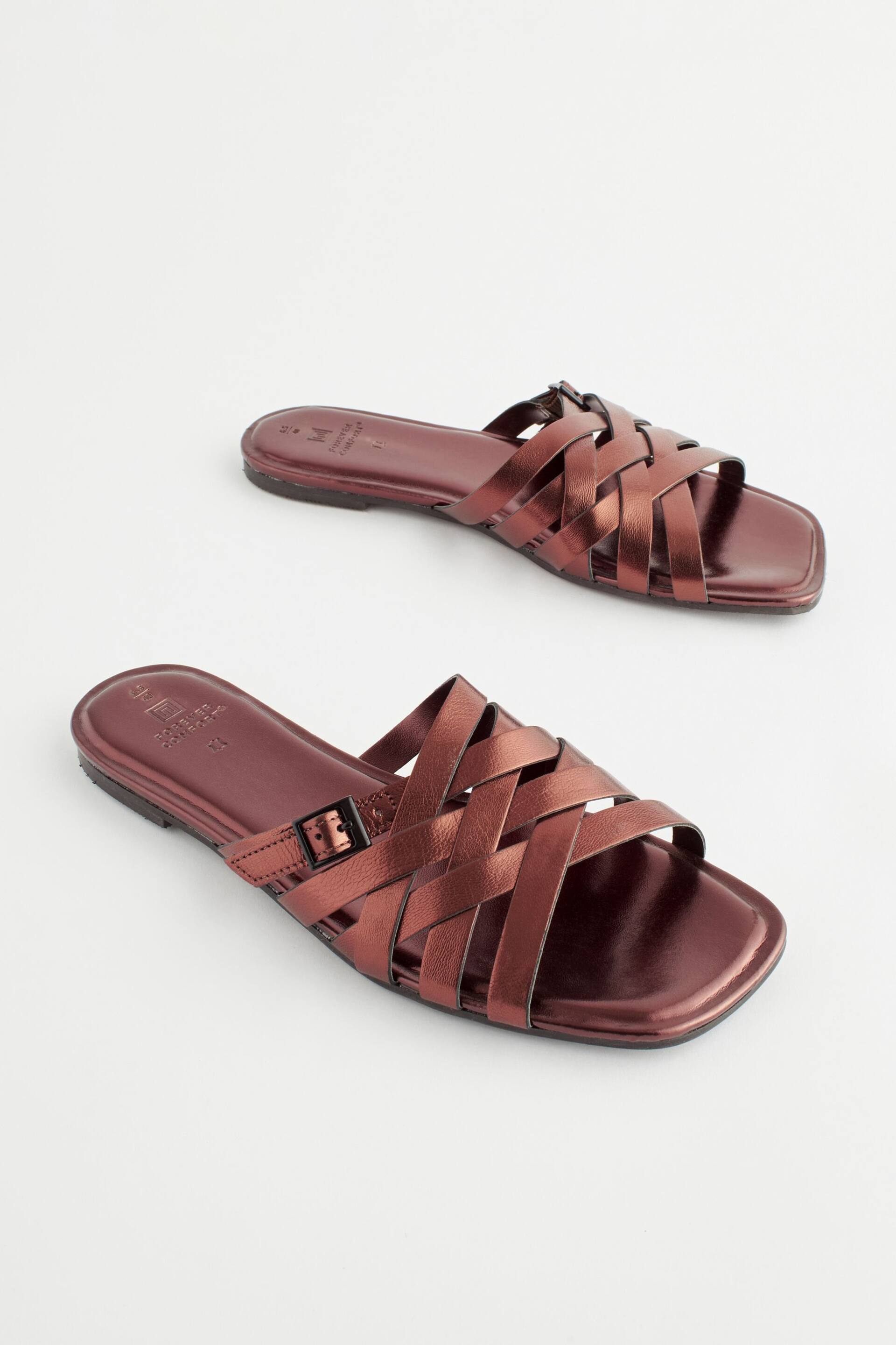 Metallic Regular/Wide Fit Forever Comfort® Cross Strap Mules - Image 5 of 9