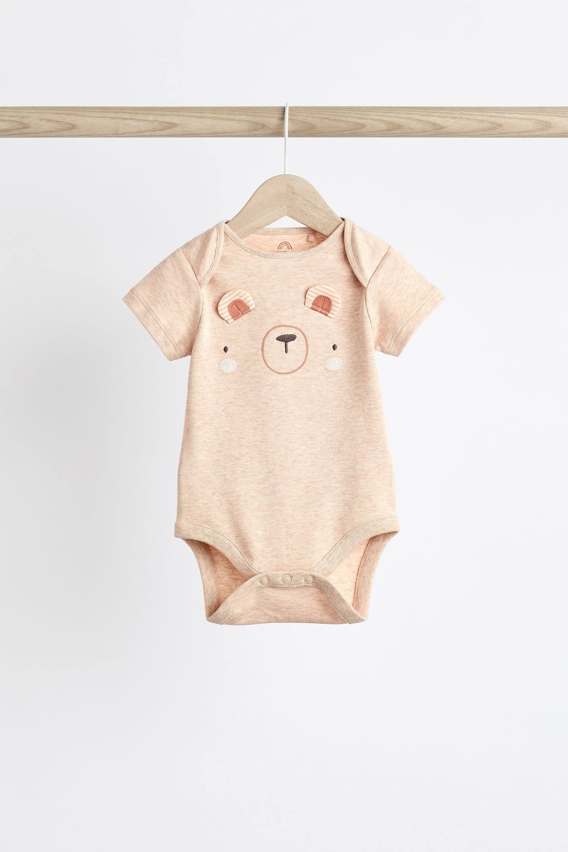 Neutral Bear Short Sleeve Baby Bodysuits 3 Pack - Image 2 of 10