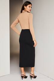 Lipsy Black Petite Twist Front Jersey Midi Skirt - Image 2 of 4