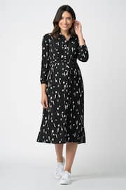Seraphine Star Print Midi Black Shirt Dress - Image 1 of 6