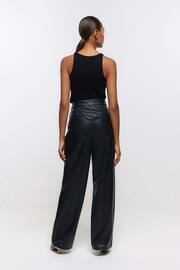 River Island Black High Rise Straight Leg Coated Trousers - Image 2 of 5