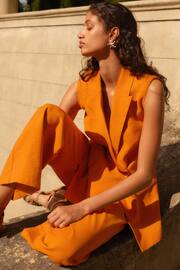 Orange Sleeveless Asymmetric Tailored Blazer - Image 2 of 6