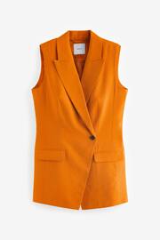 Orange Sleeveless Asymmetric Tailored Blazer - Image 5 of 6