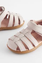 Stone Standard Fit (F) Baby Touch Fastening Leather First Walker Sandals - Image 5 of 6