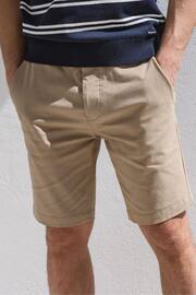 Threadbare Natural Cotton Stretch Turn-Up Chino Shorts with Woven Belt - Image 1 of 4