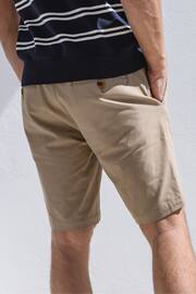 Threadbare Natural Cotton Stretch Turn-Up Chino Shorts with Woven Belt - Image 2 of 4