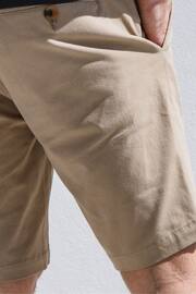 Threadbare Natural Cotton Stretch Turn-Up Chino Shorts with Woven Belt - Image 4 of 4