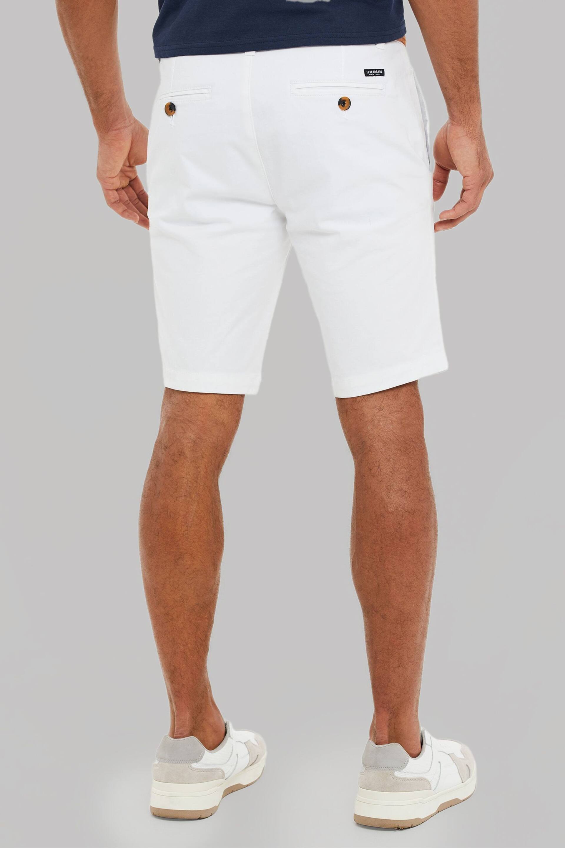 Threadbare White Cotton Stretch Turn-Up Chino Shorts with Woven Belt - Image 2 of 3