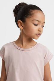 Reiss Pale Pink Terry Senior Cotton Crew Neck Crop Top - Image 4 of 6