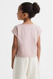 Reiss Pale Pink Terry Senior Cotton Crew Neck Crop Top - Image 5 of 6