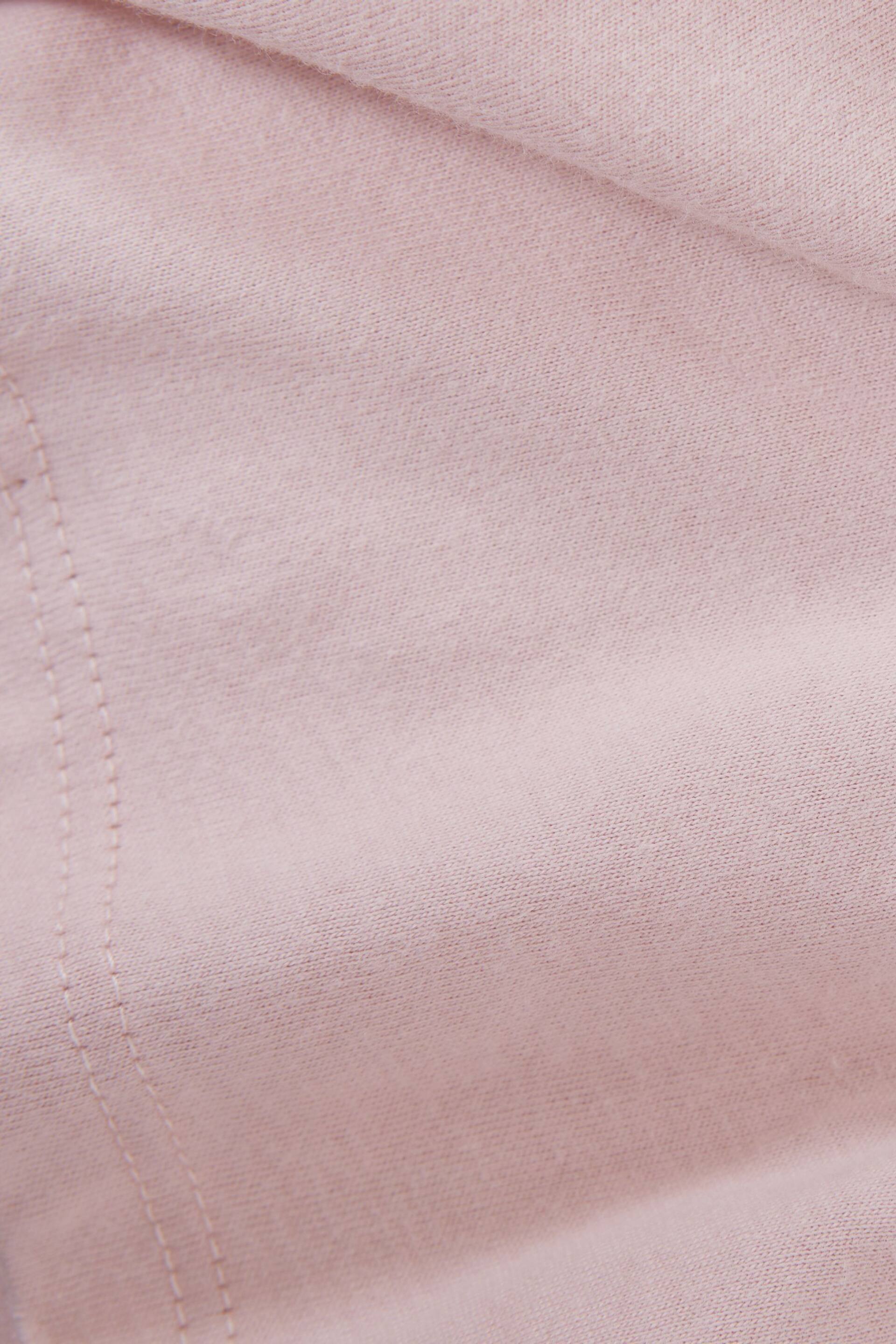 Reiss Pale Pink Terry Senior Cotton Crew Neck Crop Top - Image 6 of 6