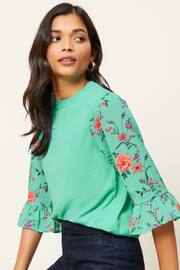 Love & Roses Green Petite Flute Sleeve Knitted Jumper - Image 1 of 4