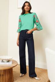 Love & Roses Green Petite Flute Sleeve Knitted Jumper - Image 4 of 4