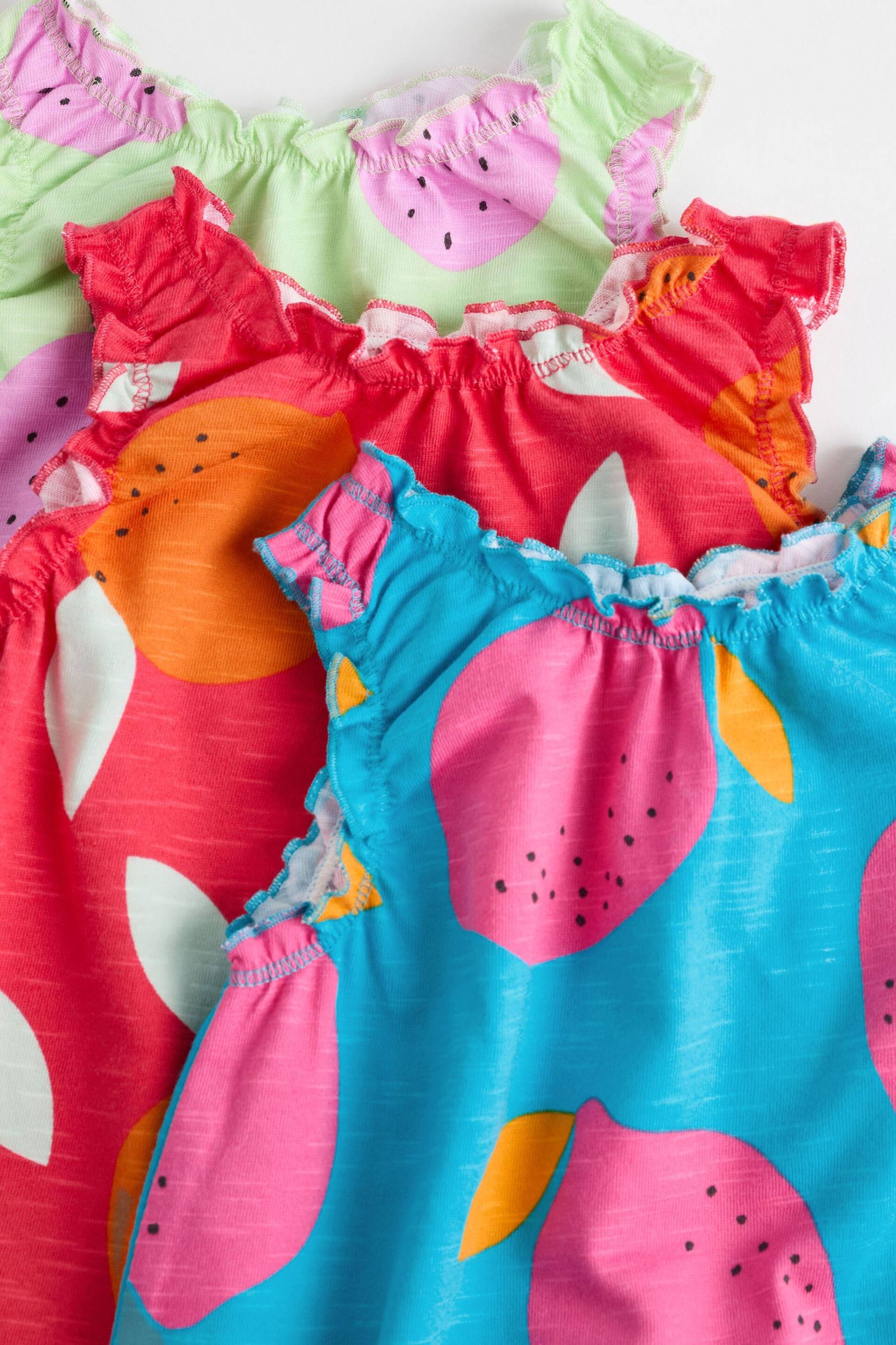 Multi Bright Fruit Baby Vest Rompers 3 Pack - Image 5 of 8