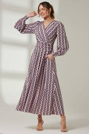 Jolie Moi Pink Renea Long Sleeve Maxi Dress - Image 1 of 7