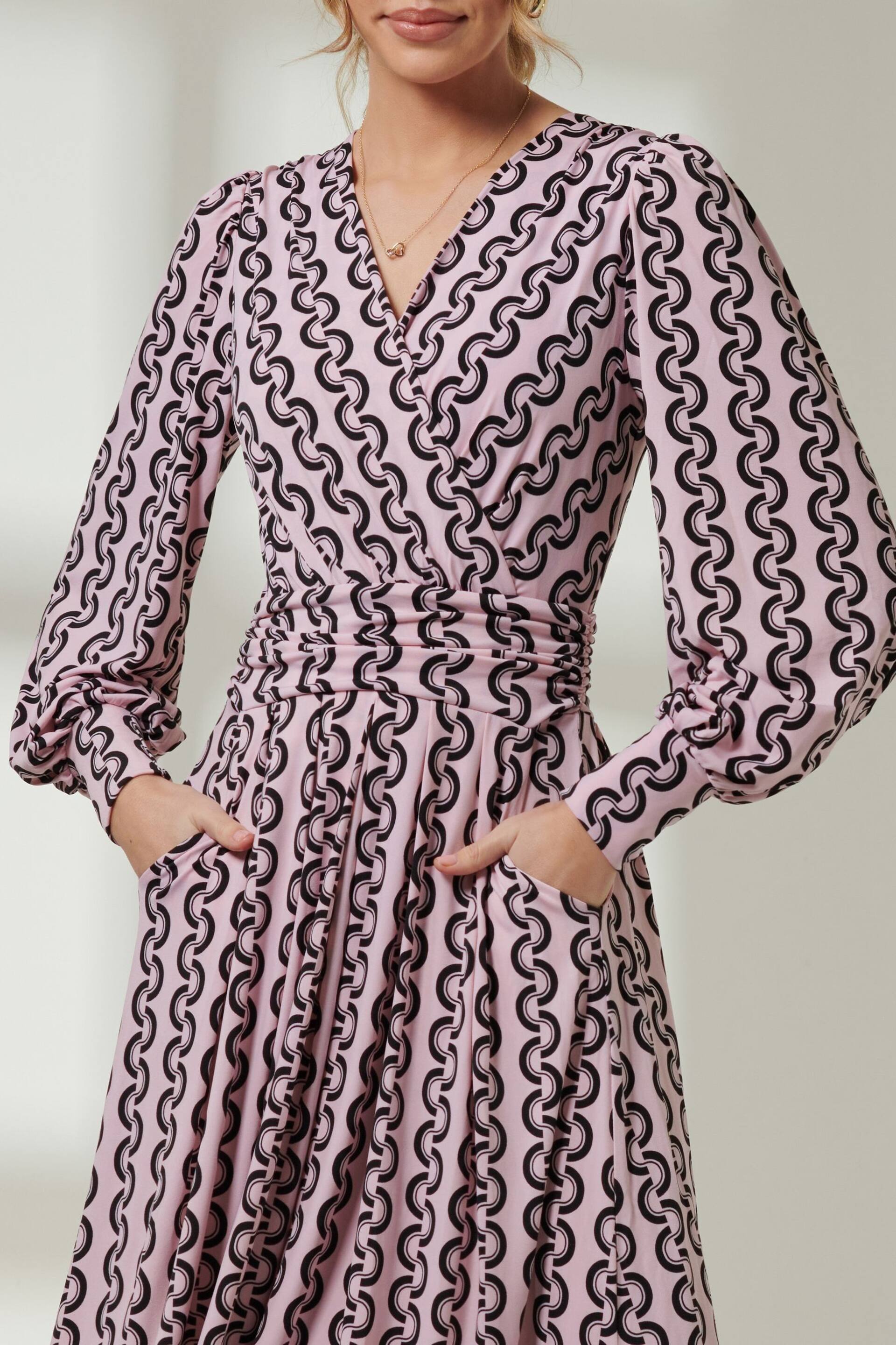 Jolie Moi Pink Renea Long Sleeve Maxi Dress - Image 3 of 7