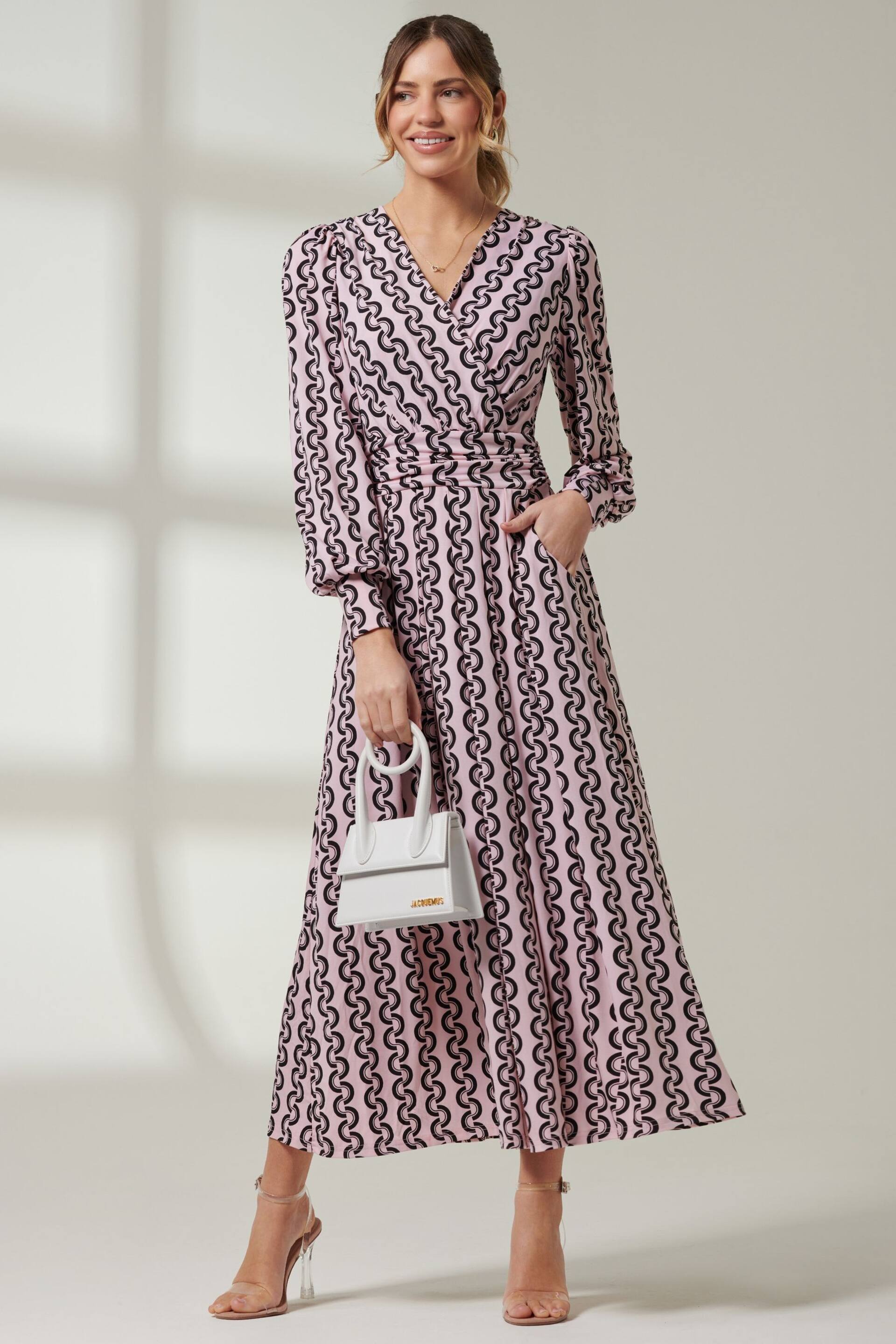 Jolie Moi Pink Renea Long Sleeve Maxi Dress - Image 5 of 7