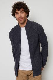 Threadbare Blue Zip Through Cardigan - Image 1 of 5