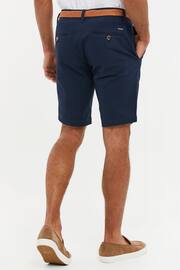 Threadbare Navy Cotton Stretch Turn-Up Chino Shorts with Woven Belt - Image 2 of 4