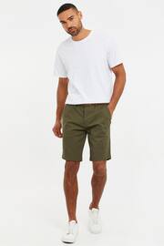 Threadbare Olive Green Cotton Stretch Turn-Up Chino Shorts with Woven Belt - Image 3 of 4