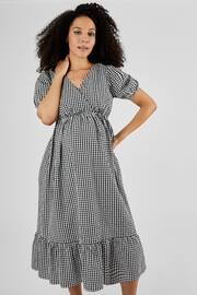 JoJo Maman Bébé Black Gingham Print Maternity Midi Dress - Image 2 of 5