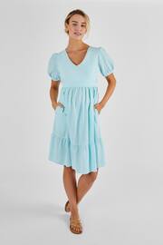 JoJo Maman Bébé Turquoise Stripe Maternity & Nursing Dress - Image 2 of 4