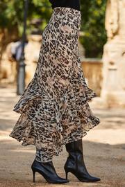 Sosandar Brown Ruffle Asymmetric Midi Skirt - Image 5 of 5