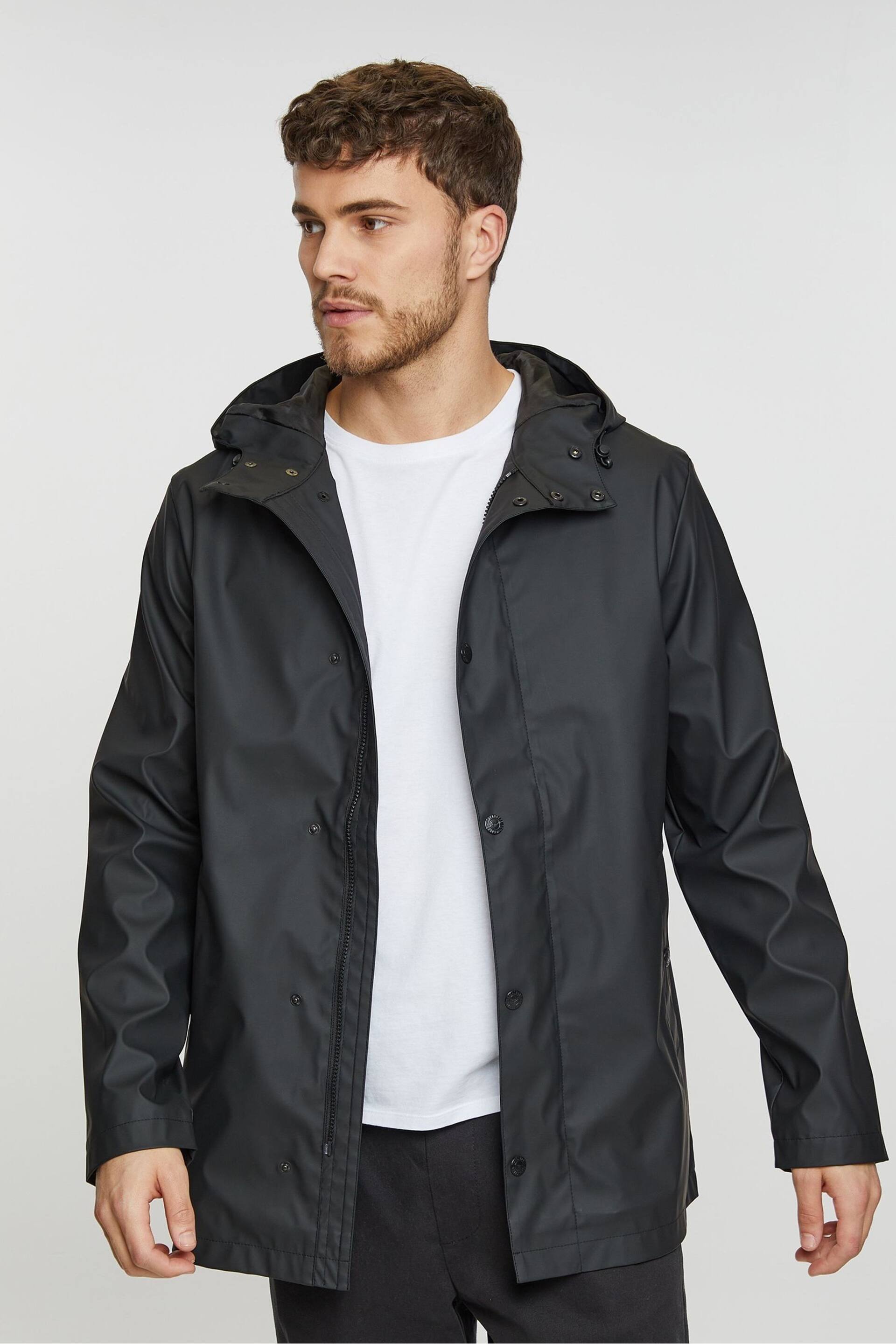 Threadbare Black Lightweight Showerproof Hooded Jacket - Image 1 of 4