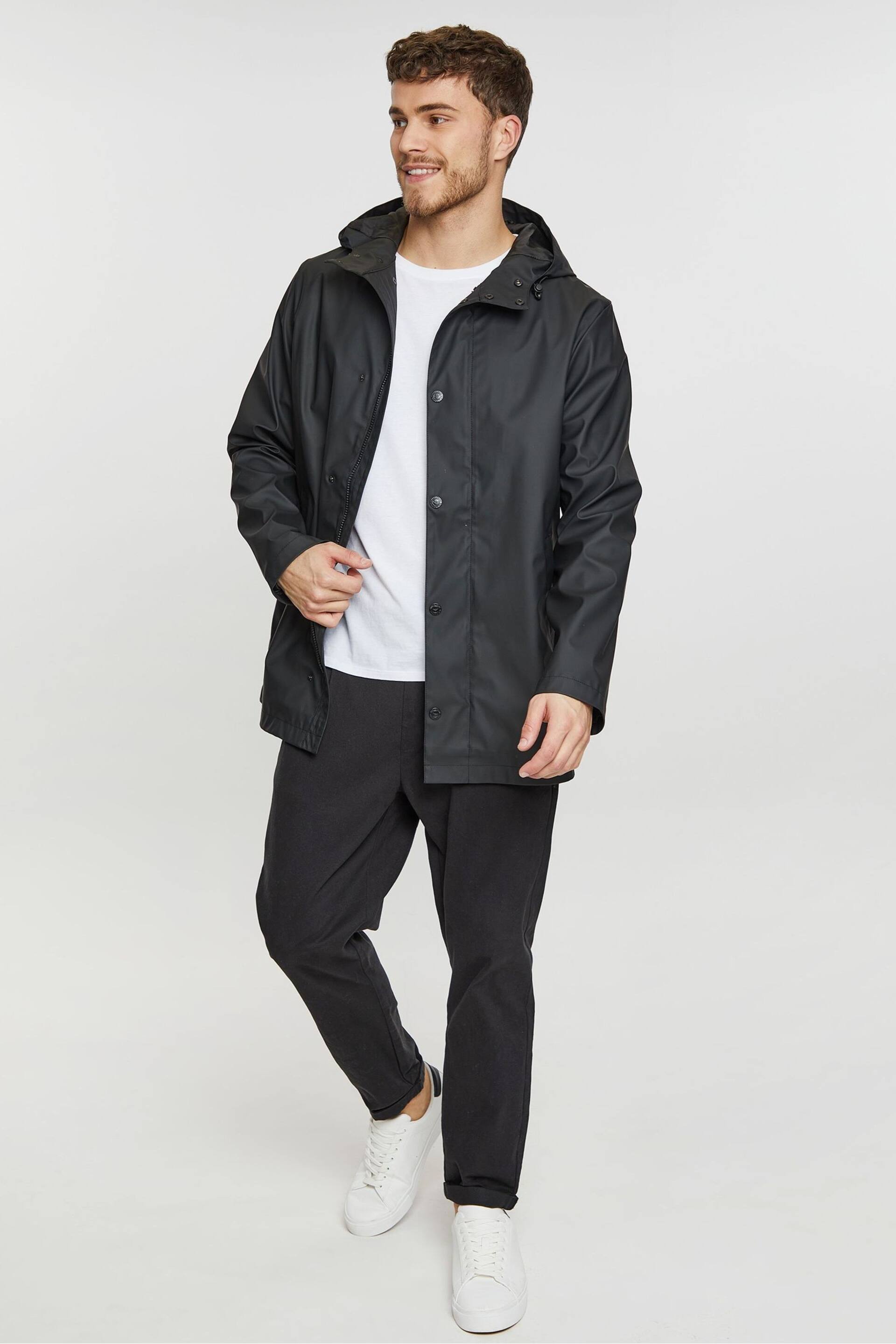 Threadbare Black Lightweight Showerproof Hooded Jacket - Image 3 of 4