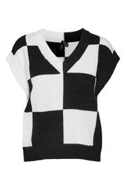 VERO MODA Black Checkerboard Print Sleeveless Knitted Vest - Image 4 of 4