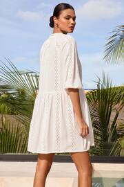 Lipsy White Broderie Mini Smock Holiday Dress - Image 4 of 4