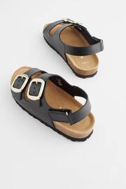 Black Leather Wide Fit (G) Two Strap Corkbed Sandals - Image 3 of 8