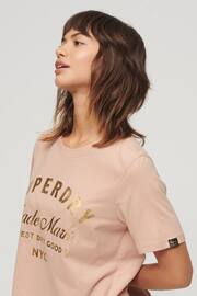 Superdry Pink Luxe Metallic Logo T-Shirt - Image 3 of 6