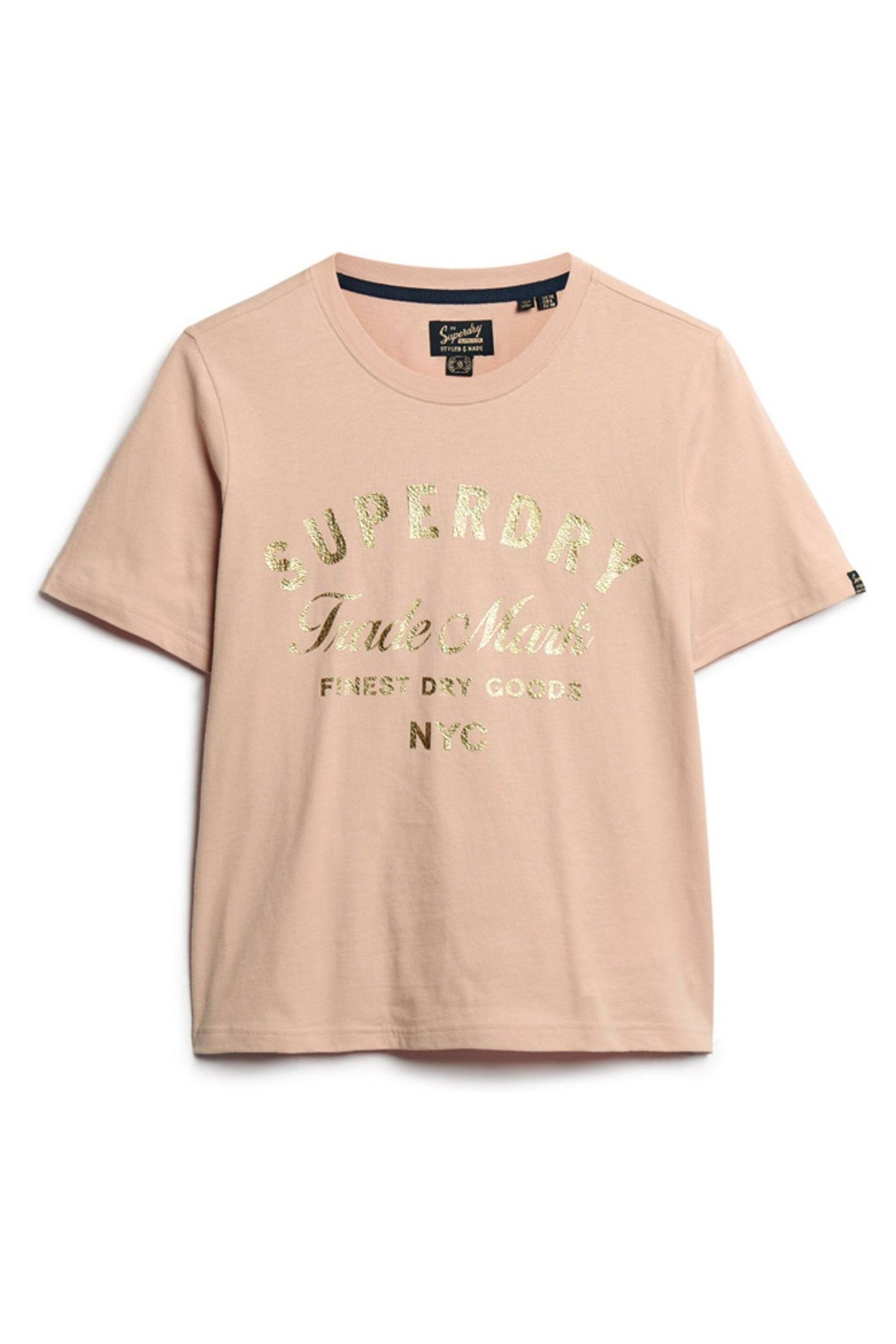 Superdry Pink Luxe Metallic Logo T-Shirt - Image 4 of 6