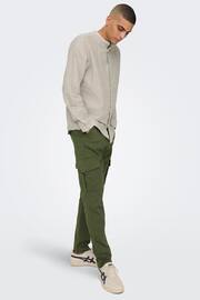 Only & Sons Green Straight Leg Cargo Trousers - Image 4 of 8