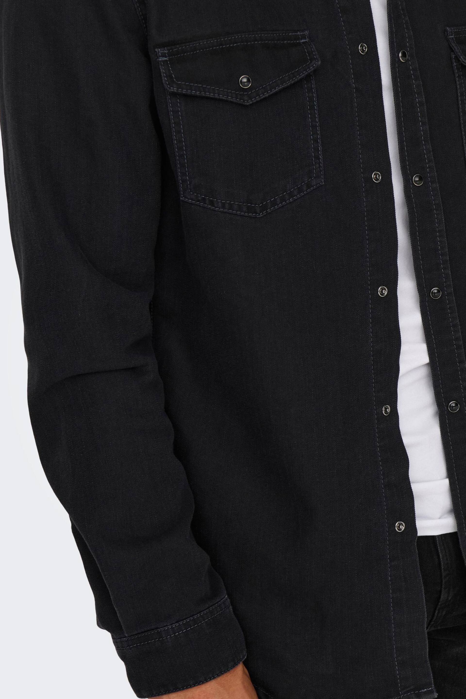 Only & Sons Blue Long Sleeve Denim Shirt - Image 5 of 7