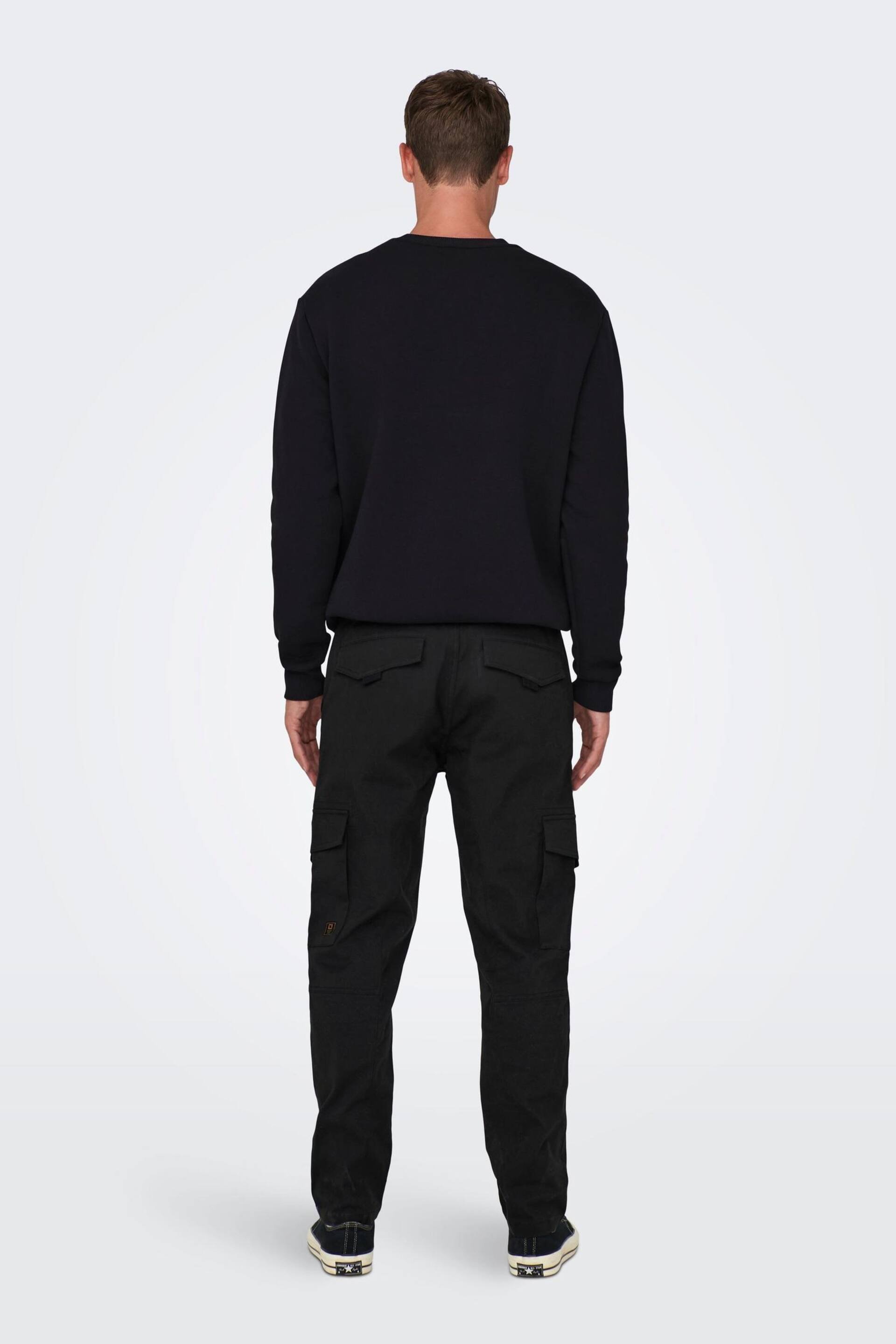 Only & Sons Black Straight Leg Cargo Trousers - Image 2 of 7