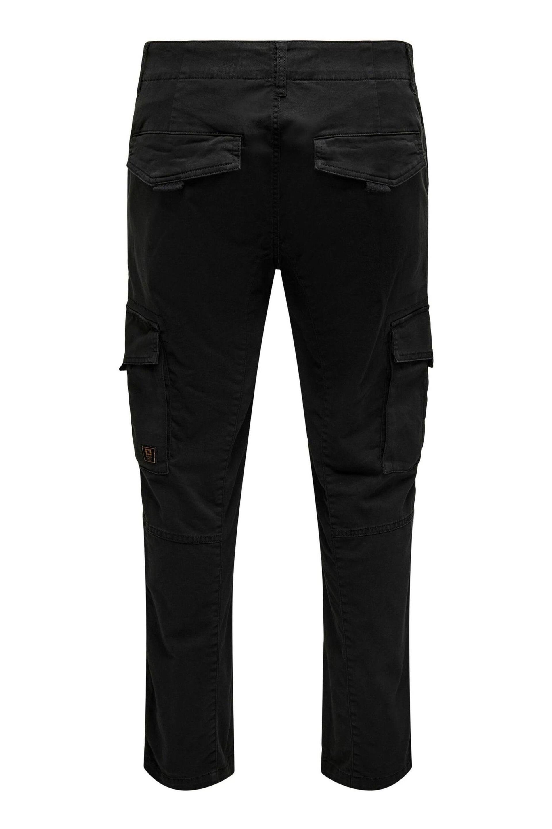 Only & Sons Black Straight Leg Cargo Trousers - Image 7 of 7