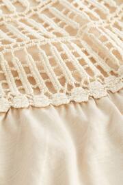 Neutral Short Sleeve Crochet Bubblehem Top - Image 6 of 6