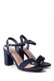 Linzi Navy Skyline Open Back Barely There Block Heeled Sandals - Image 3 of 4