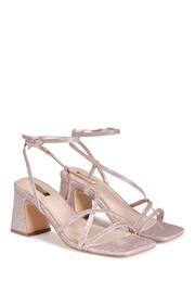 Linzi Gold Liliana Block Heeled Sandals With Cross Over Front Straps - Image 3 of 4