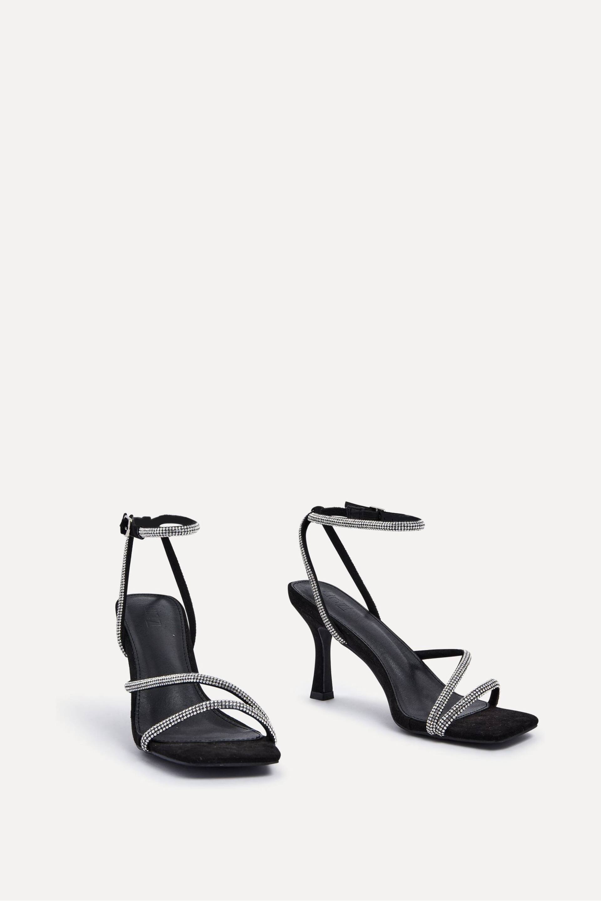 Linzi Black Mayfair Diamante Heeled Sandals With Wrap Around Ankle Strap - Image 3 of 5