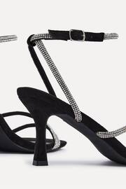 Linzi Black Mayfair Diamante Heeled Sandals With Wrap Around Ankle Strap - Image 4 of 5
